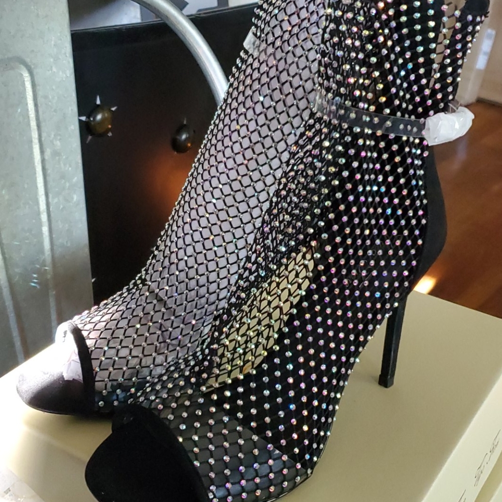 Fishnet Stiletto Sandals - Picture 6 of 13
